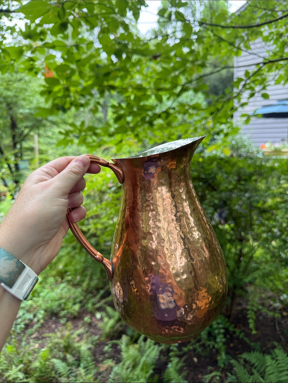 Gorham Hammered Copper-Tone Pitcher Vase